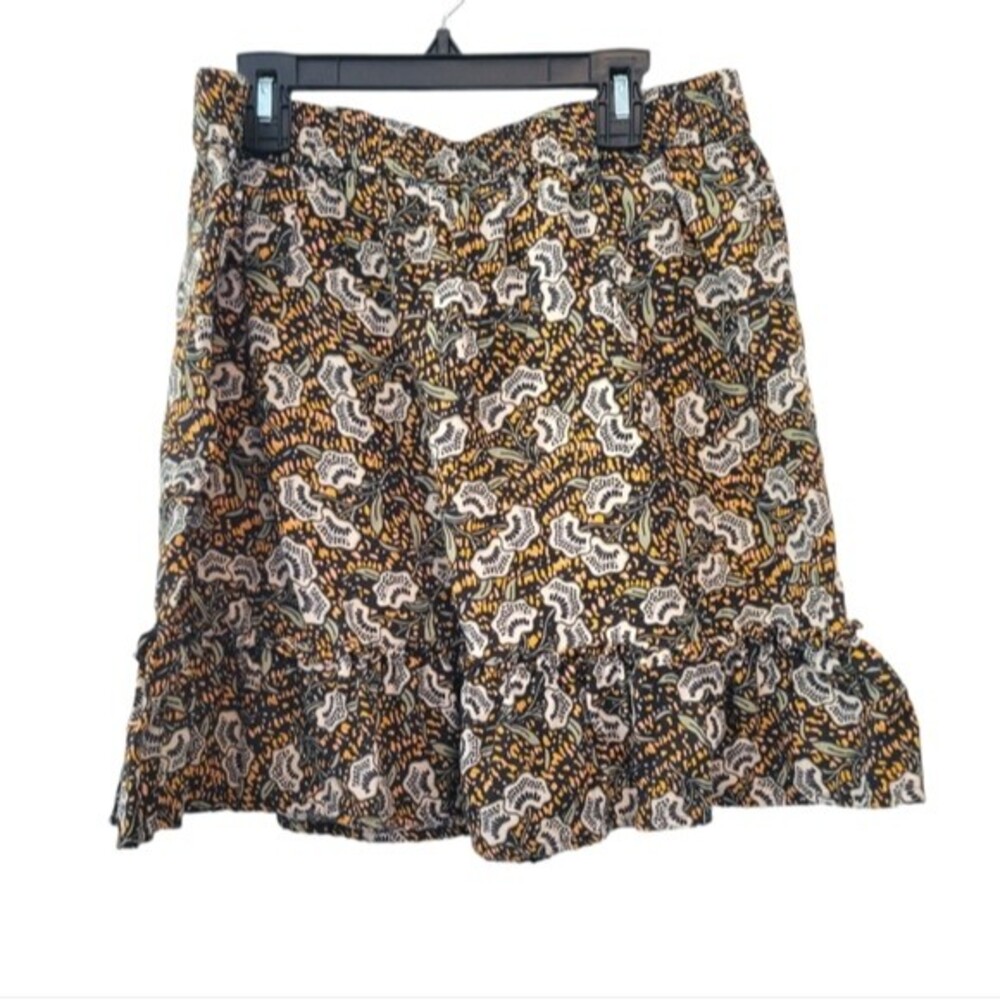 RACHEL ZOE Floral 100% Linen Mini Skirt A-Line Women's Size Large With Pockets